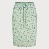 Green Floral Tie Straight Skirt