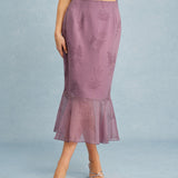 Purple Floral Mermaid Midi Skirt