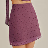 Purple Polka Dot Chiffon Mini Skirt