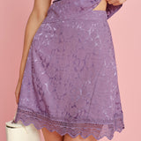 Purple Jacquard Lace Mini Skirt
