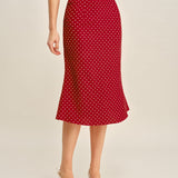 Red Polka Dot Mermaid Midi Skirt