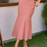 Red Plaid Mermaid Midi Skirt