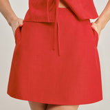 Red Pockets A-Line Mini Skirt