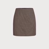 Coffee Plaid A-Line Mini Skirt