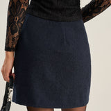 Blue A-Line Button Mini Skirt