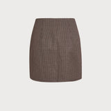 Coffee Plaid A-Line Mini Skirt