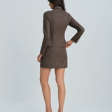 Coffee Plaid A-Line Mini Skirt