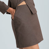 Coffee Plaid A-Line Mini Skirt