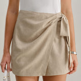 Khaki Ruched A-Line Skort