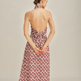 Red Halter Shirred Two-Piece Skirt Set