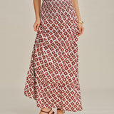 Red Halter Shirred Two-Piece Skirt Set