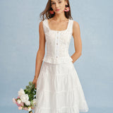 White Lace A-Line Chiffon Skirt