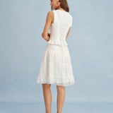 White Lace A-Line Chiffon Skirt